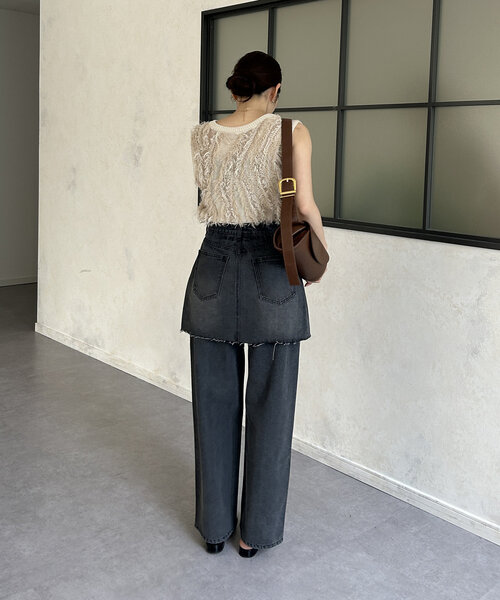 Thevon(ゼボン)の「レイヤードデニムパンツ(デニムパンツ・レディース・ブラック/サックスブルー/ブルー・S/M)」の21枚目の写真