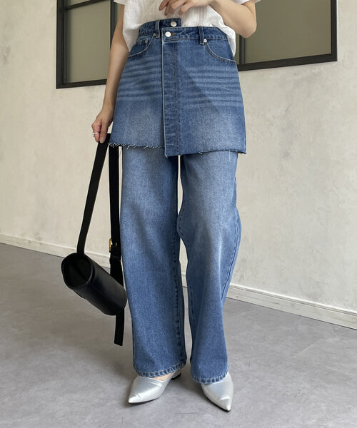 Thevon(ゼボン)の「レイヤードデニムパンツ(デニムパンツ・レディース・ブラック/サックスブルー/ブルー・S/M)」の22枚目の写真