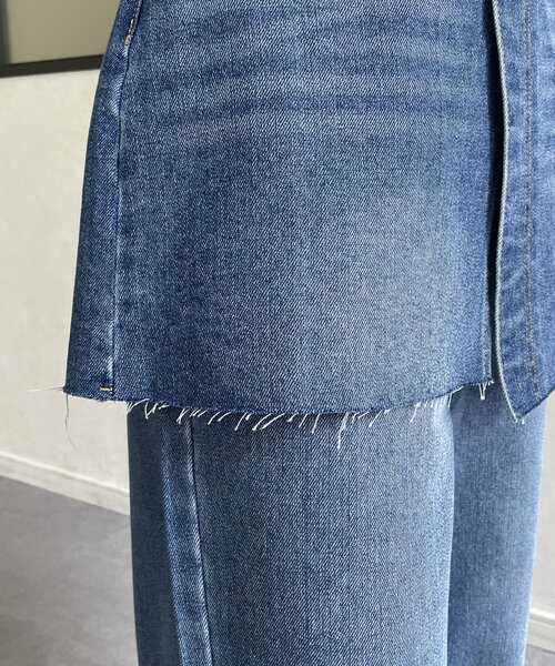 Thevon(ゼボン)の「レイヤードデニムパンツ(デニムパンツ・レディース・ブラック/サックスブルー/ブルー・S/M)」の5枚目の写真