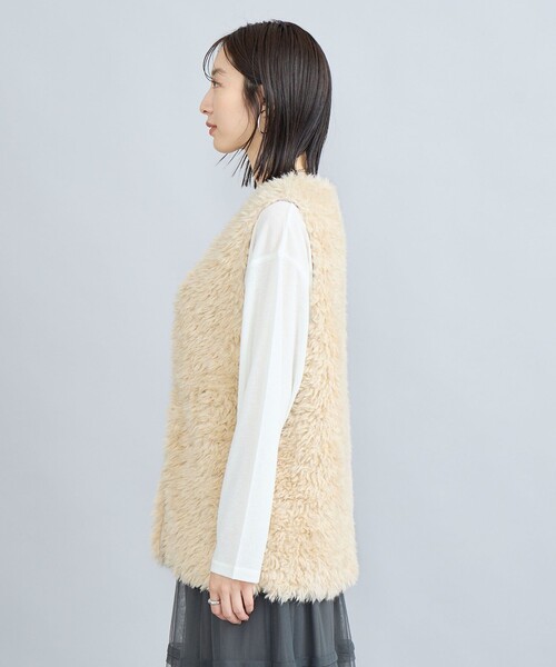 りなっく　　フェイクファー 中綿ベスト / オーガニックコットン セール】カーリーフェイクファーベスト（ベスト）｜coen（コーエン）の