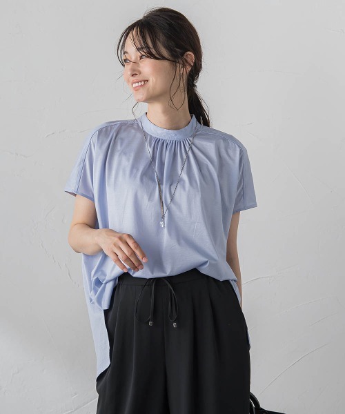 LAUTREAMONT(ロートレアモン)の「ギャザーネックコットンカットソー≪洗濯機で洗える≫(Tシャツ/カットソー・レディース・ブラウン/ブラック/ライトブルー/ホワイト/ブルー/ピンク/ブラック系その他・9号)」の5枚目の写真