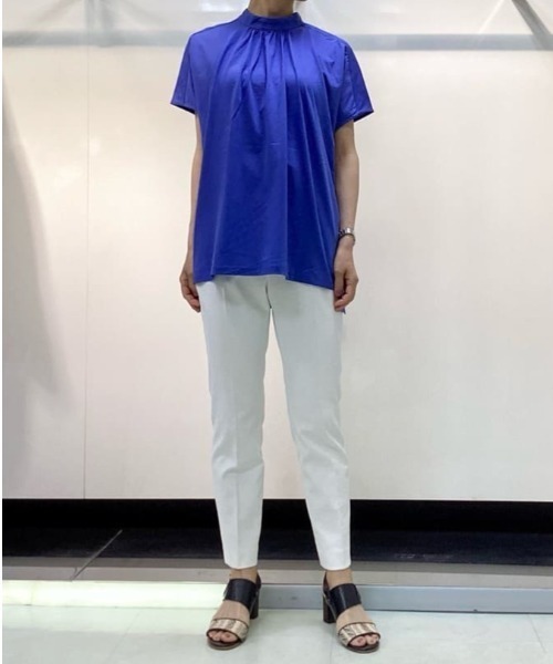 【セール】ギャザーネックコットンカットソー≪洗濯機で洗える≫（Tシャツ/カットソー）｜LAUTREAMONT（ロートレアモン）