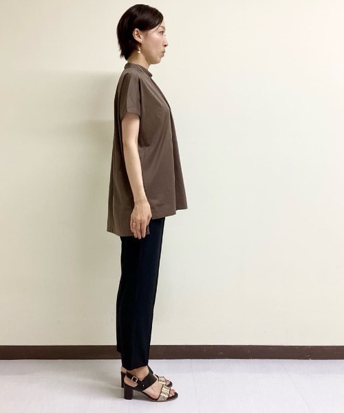 【セール】ギャザーネックコットンカットソー≪洗濯機で洗える≫（Tシャツ/カットソー）｜LAUTREAMONT（ロートレアモン）