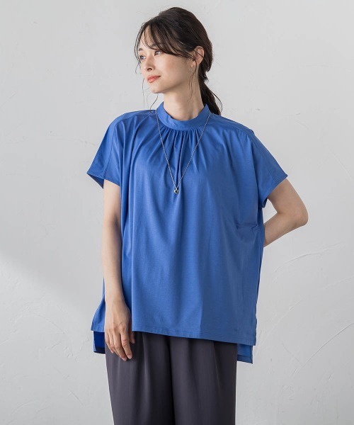 ロートレアモン LAUTREAMONT ギャザーネックコットンカットソー≪洗濯機で洗える≫ （ピンク） ロートレアモン LAUTREAMONT ギャザーネックコットンカットソー