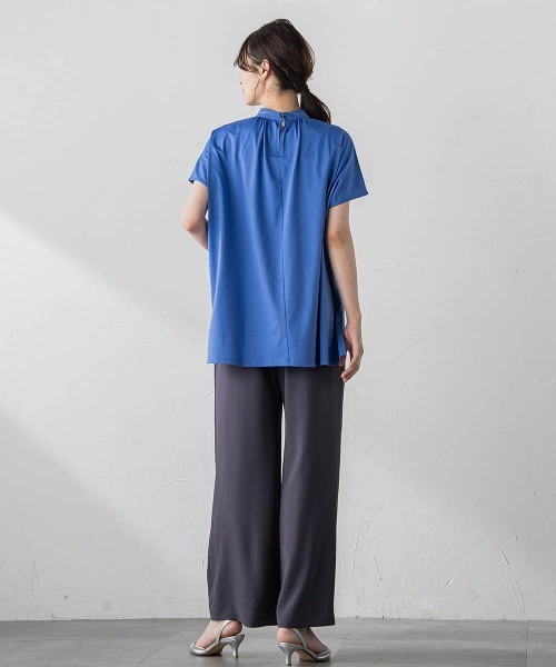 【セール】ギャザーネックコットンカットソー≪洗濯機で洗える≫（Tシャツ/カットソー）｜LAUTREAMONT（ロートレアモン）