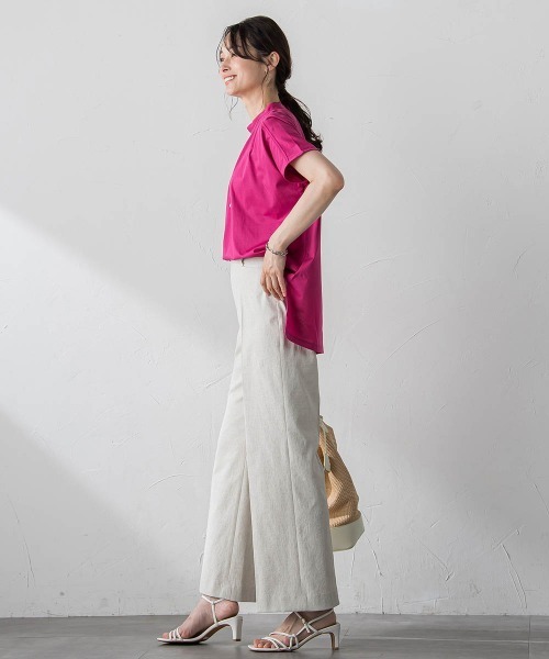 【セール】ギャザーネックコットンカットソー≪洗濯機で洗える≫（Tシャツ/カットソー）｜LAUTREAMONT（ロートレアモン）