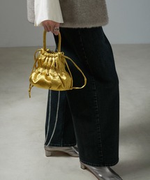 SALON adam et rope' | 2WAYベロアサテンギャザーバケットミニバッグ(ショルダーバッグ)