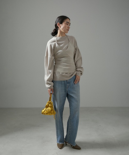 SALON adam et rope'（サロン アダム エ ロペ）の「2WAYベロアサテンギャザーバケットミニバッグ（ショルダーバッグ・レディース・マスタード/ブラック/カーキ・FREE）」の6枚目の写真