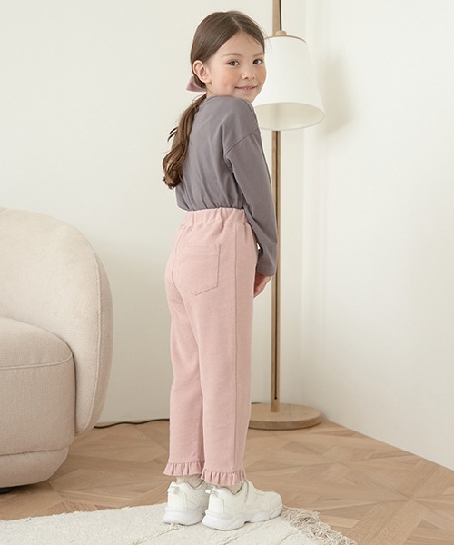 ちゃみ960chou chou裾フリルパンツ・957(WH) セール】 裾フリル七分丈パンツ （ショート・ハーフ・半端丈