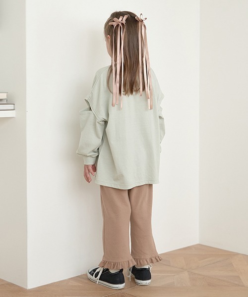 Lycee mine（リセマイン）の「【ともパン】9.5分丈裾フリルフレアパンツ（その他パンツ・キッズ・ピンク/モカ/ブルーグレー/ブラック/ナチュラル・100cm/110cm/120cm/130cm/140cm）」の21枚目の写真