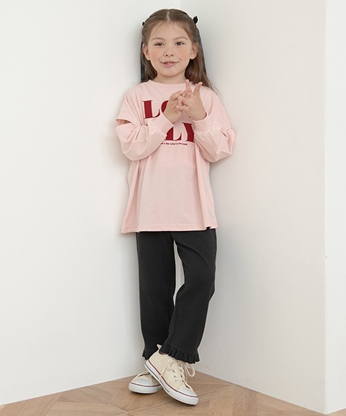 Lycee mine（リセマイン）の「【ともパン】9.5分丈裾フリルフレアパンツ（その他パンツ・キッズ・ピンク/モカ/ブルーグレー/ブラック/ナチュラル・100cm/110cm/120cm/130cm/140cm）」の16枚目の写真