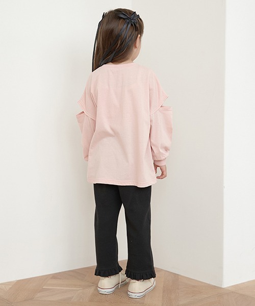 Lycee mine（リセマイン）の「【ともパン】9.5分丈裾フリルフレアパンツ（その他パンツ・キッズ・ピンク/モカ/ブルーグレー/ブラック/ナチュラル・100cm/110cm/120cm/130cm/140cm）」の17枚目の写真