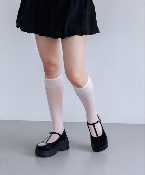 EVOL(イーボル)の「【EVOL】XSからLLまで豊富なサイズ展開/軽量厚底スクエアTストラップシューズ IX5461(パンプス・レディース・ブラック/アイボリー・XS/S/M/L/LL)」の4枚目の写真