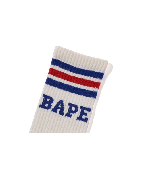 A BATHING APE(アベイシングエイプ)の「BAPE STRIPE SOCKS(ソックス/靴下・メンズ・ブラック×レッド/イエロー×グリーン/ブルー系その他4・MEDIUM/LARGE)」の5枚目の写真