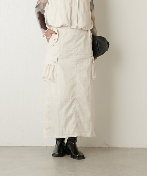 Lui's（ルイス）の「ドロストカーゴスカート（スカート・レディース・ブラック/オフホワイト・38/36）」の4枚目の写真