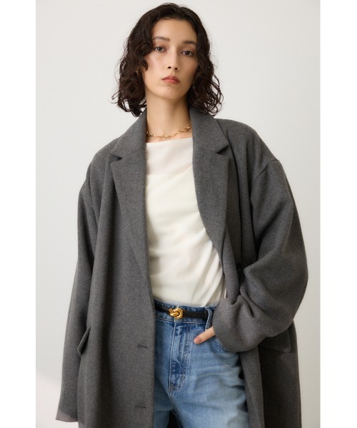 crie conforto(クリーコンフォルト)の「チェスターダブルロングコート(チェスターコート・レディース・ネイビー/ブラウン/グレー・FREE)」の4枚目の写真