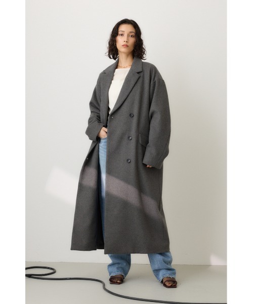 crie conforto(クリーコンフォルト)の「チェスターダブルロングコート(チェスターコート・レディース・ネイビー/ブラウン/グレー・FREE)」の5枚目の写真