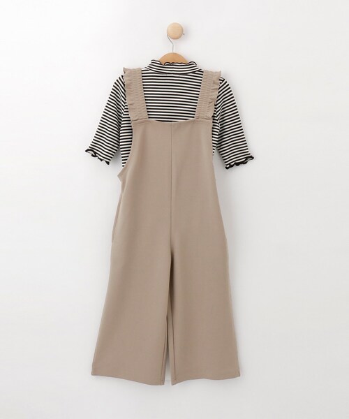 SHOO・LA・RUE（シューラルー）の「◆【110-140cm/2点セット】フリルサロペット＋5分袖ボーダートップス（その他トップス・キッズ・ブラック/ベージュ・14/13/12/11）」の4枚目の写真