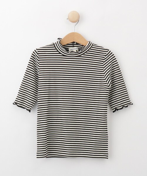 SHOO・LA・RUE（シューラルー）の「◆【110-140cm/2点セット】フリルサロペット＋5分袖ボーダートップス（その他トップス・キッズ・ブラック/ベージュ・14/13/12/11）」の5枚目の写真