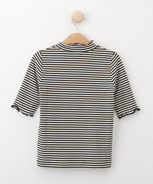 SHOO・LA・RUE（シューラルー）の「◆【110-140cm/2点セット】フリルサロペット＋5分袖ボーダートップス（その他トップス・キッズ・ブラック/ベージュ・14/13/12/11）」の6枚目の写真