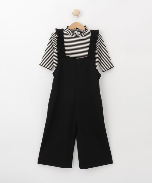SHOO・LA・RUE（シューラルー）の「◆【110-140cm/2点セット】フリルサロペット＋5分袖ボーダートップス（その他トップス・キッズ・ブラック/ベージュ・14/13/12/11）」の16枚目の写真