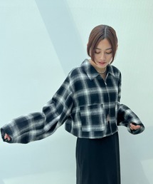 チェックWジップショートブルゾン