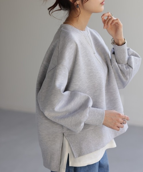 HUG.U（ハグユー）の「【セットアップ可】ドルマンスウェットトップス（スウェット・レディース・ベージュ/ライトグレー/ブラック/アイボリー・FREE）」の3枚目の写真