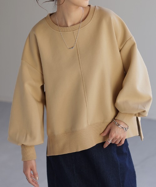 HUG.U（ハグユー）の「【セットアップ可】ドルマンスウェットトップス（スウェット・レディース・ベージュ/ライトグレー/ブラック/アイボリー・FREE）」の17枚目の写真