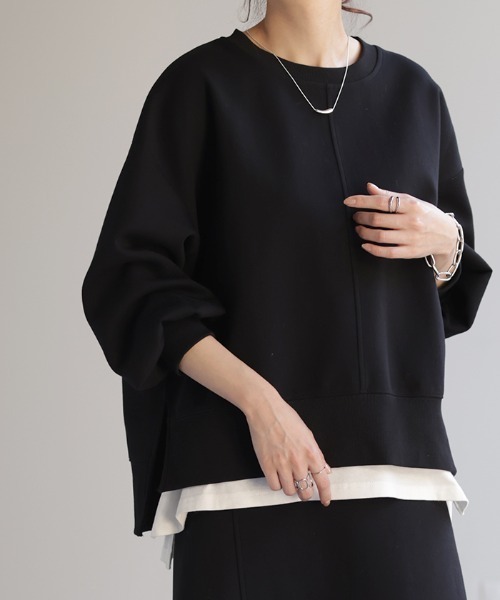 HUG.U（ハグユー）の「【セットアップ可】ドルマンスウェットトップス（スウェット・レディース・ベージュ/ライトグレー/ブラック/アイボリー・FREE）」の7枚目の写真