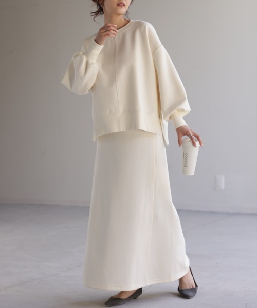 HUG.U（ハグユー）の「【セットアップ可】ドルマンスウェットトップス（スウェット・レディース・ベージュ/ライトグレー/ブラック/アイボリー・FREE）」の9枚目の写真