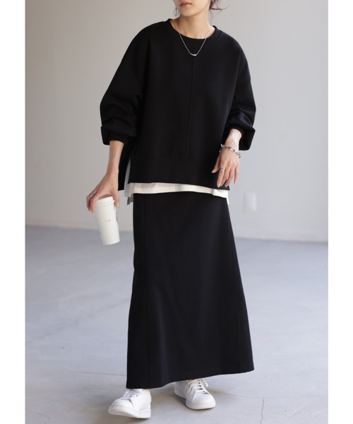 HUG.U（ハグユー）の「【セットアップ可】ドルマンスウェットトップス（スウェット・レディース・ベージュ/ライトグレー/ブラック/アイボリー・FREE）」の5枚目の写真