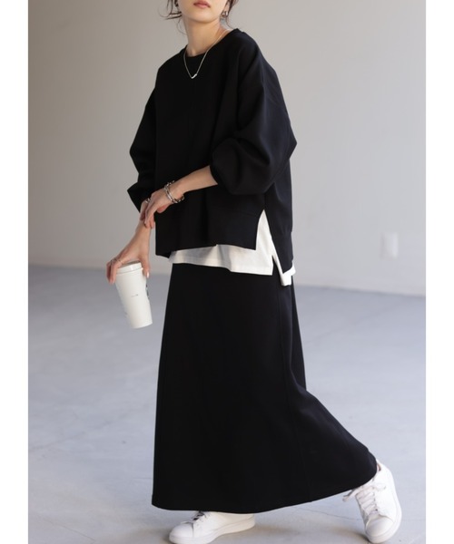 HUG.U（ハグユー）の「【セットアップ可】ドルマンスウェットトップス（スウェット・レディース・ベージュ/ライトグレー/ブラック/アイボリー・FREE）」の6枚目の写真