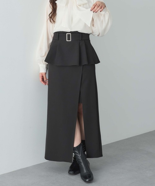 INGNI（イング）の「コルセットドッキングスリットナロー／スカート（スカート・レディース・チャコールグレー/ライトベージュ/ブラック・FREE）」の2枚目の写真