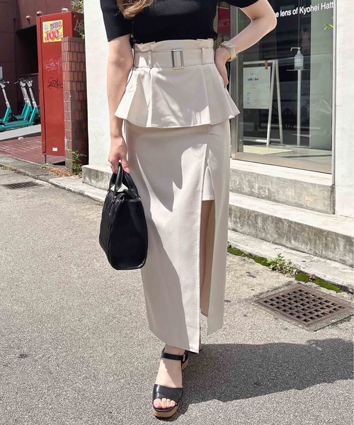 INGNI（イング）の「コルセットドッキングスリットナロー／スカート（スカート・レディース・チャコールグレー/ライトベージュ/ブラック・FREE）」の20枚目の写真