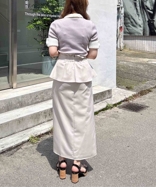 INGNI（イング）の「コルセットドッキングスリットナロー／スカート（スカート・レディース・チャコールグレー/ライトベージュ/ブラック・FREE）」の4枚目の写真