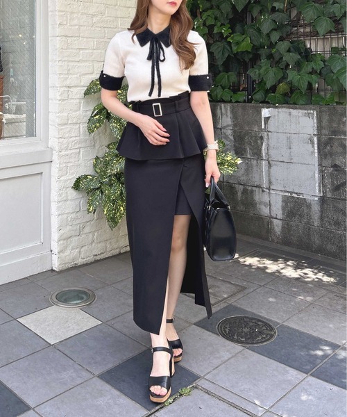 INGNI（イング）の「コルセットドッキングスリットナロー／スカート（スカート・レディース・チャコールグレー/ライトベージュ/ブラック・FREE）」の9枚目の写真