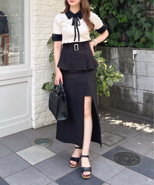 INGNI（イング）の「コルセットドッキングスリットナロー／スカート（スカート・レディース・チャコールグレー/ライトベージュ/ブラック・FREE）」の10枚目の写真