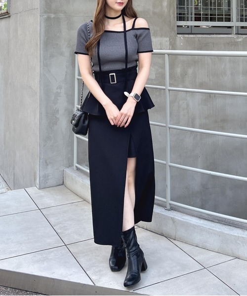 INGNI（イング）の「コルセットドッキングスリットナロー／スカート（スカート・レディース・チャコールグレー/ライトベージュ/ブラック・FREE）」の13枚目の写真