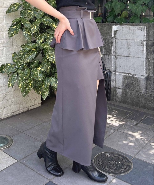 INGNI（イング）の「コルセットドッキングスリットナロー／スカート（スカート・レディース・チャコールグレー/ライトベージュ/ブラック・FREE）」の15枚目の写真