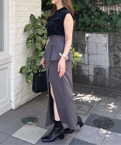 INGNI（イング）の「コルセットドッキングスリットナロー／スカート（スカート・レディース・チャコールグレー/ライトベージュ/ブラック・FREE）」の18枚目の写真