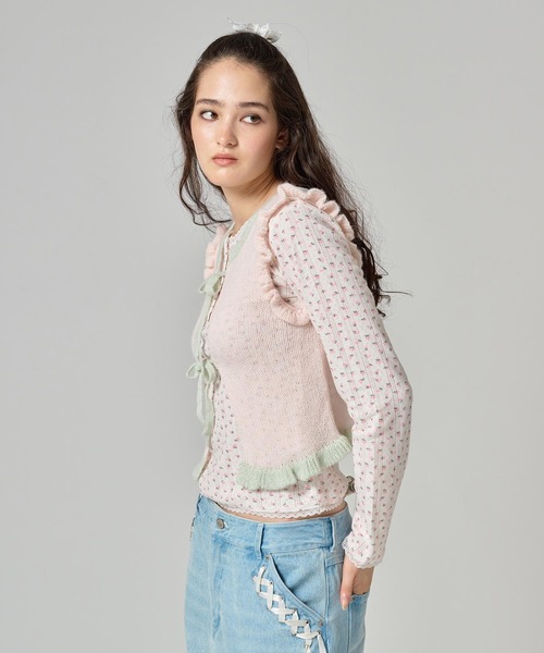 TINA：JOJUN（ティーナジョジュン）の「2WAY フリルリボンベスト TINA：JOJUN（ベスト・レディース・ベビーピンク/サックスブルー・M）」の12枚目の写真