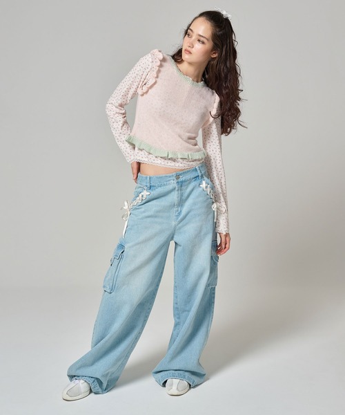 TINA：JOJUN（ティーナジョジュン）の「2WAY フリルリボンベスト TINA：JOJUN（ベスト・レディース・ベビーピンク/サックスブルー・M）」の5枚目の写真