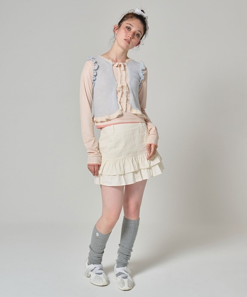 TINA：JOJUN（ティーナジョジュン）の「2WAY フリルリボンベスト TINA：JOJUN（ベスト・レディース・ベビーピンク/サックスブルー・M）」の22枚目の写真