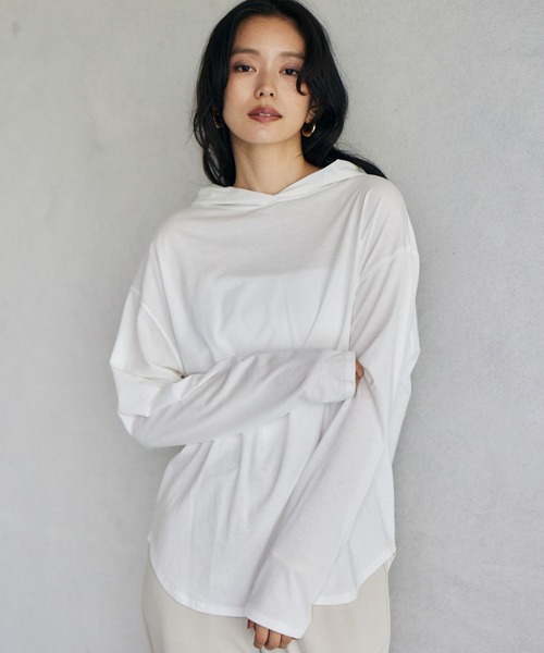 BARNYARDSTORM（バンヤードストーム）の「BARNYARDSTORM / フーディープルオーバー（Tシャツ/カットソー・レディース・ホワイト/グレー/チャコール・FREE）」の4枚目の写真