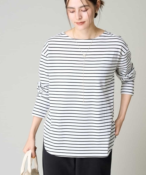 a.v.v(アーヴェヴェ)の「ベーシックボーダーロンT(Tシャツ/カットソー・レディース・アイボリー・42/38/40/36/34)」の1枚目の写真