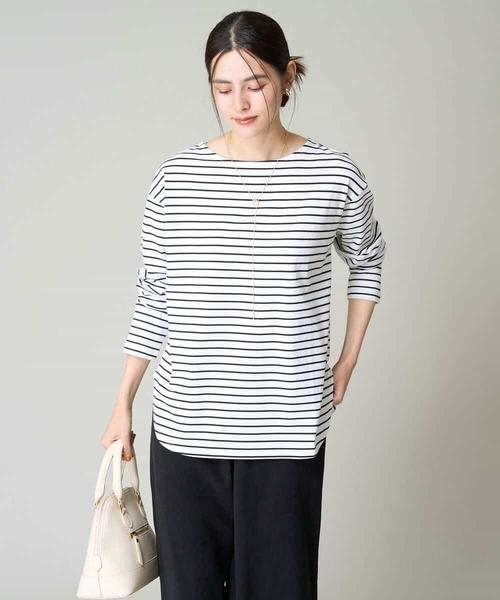 a.v.v(アーヴェヴェ)の「ベーシックボーダーロンT(Tシャツ/カットソー・レディース・アイボリー・42/38/40/36/34)」の2枚目の写真