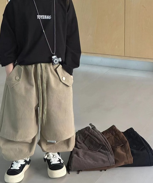 aimoha(アイモハ)の「【aimoha-KIDS-】ワイドカーゴパンツ(カーゴパンツ・キッズ・ブラック/チョコ/ベージュ・90/100/110/120/130)」の8枚目の写真