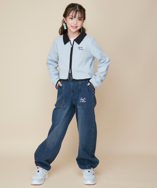 JENNI love(ジェニィラブ)の「【ストレッチ素材・ウエスト調整可】コクーンジョガーロングデニムパンツ(デニムパンツ・キッズ・ネイビー/ブルー・130cm/140cm/150cm/160cm)」の5枚目の写真