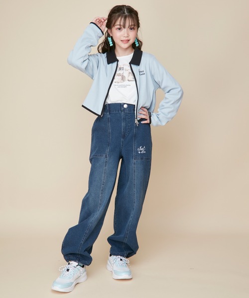 JENNI love(ジェニィラブ)の「【ストレッチ素材・ウエスト調整可】コクーンジョガーロングデニムパンツ(デニムパンツ・キッズ・ネイビー/ブルー・130cm/140cm/150cm/160cm)」の6枚目の写真