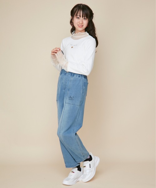 JENNI love(ジェニィラブ)の「【ストレッチ素材・ウエスト調整可】コクーンジョガーロングデニムパンツ(デニムパンツ・キッズ・ネイビー/ブルー・130cm/140cm/150cm/160cm)」の11枚目の写真